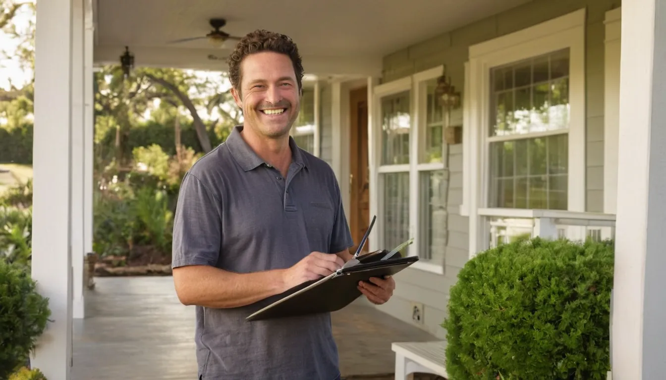 A homeowner reviewing a written tree removal quote with a provider